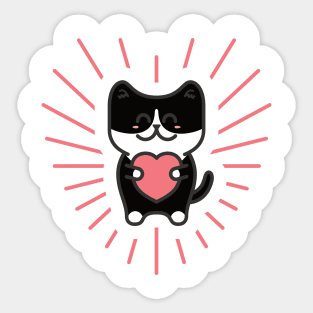 Cute Tuxedo Love Cat Sticker